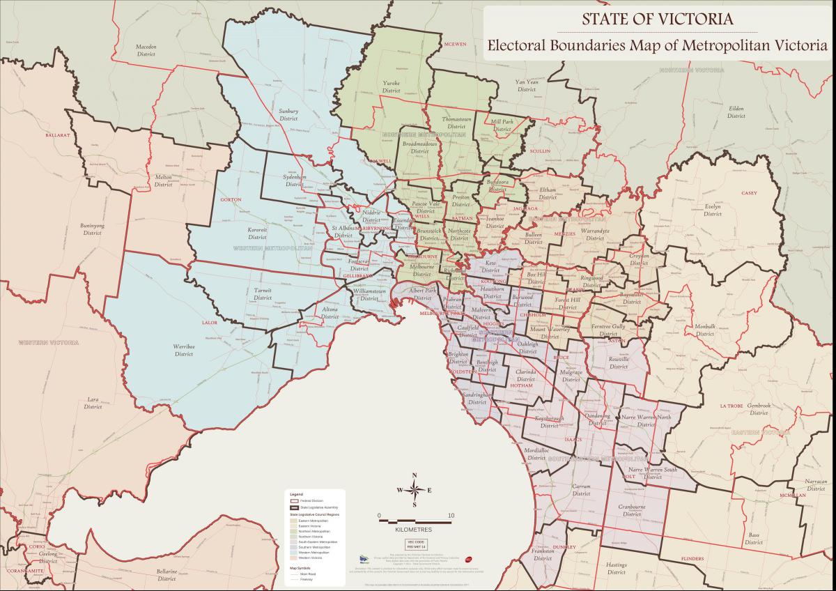 mapa de Melbourne suburbis de l'est