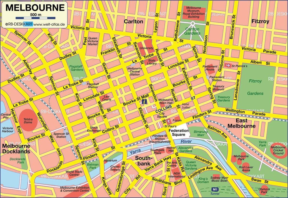 mapa de la ciutat de Melbourne