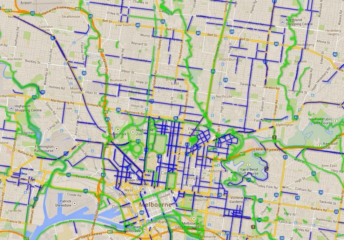 Melbourne bicicleta mapa