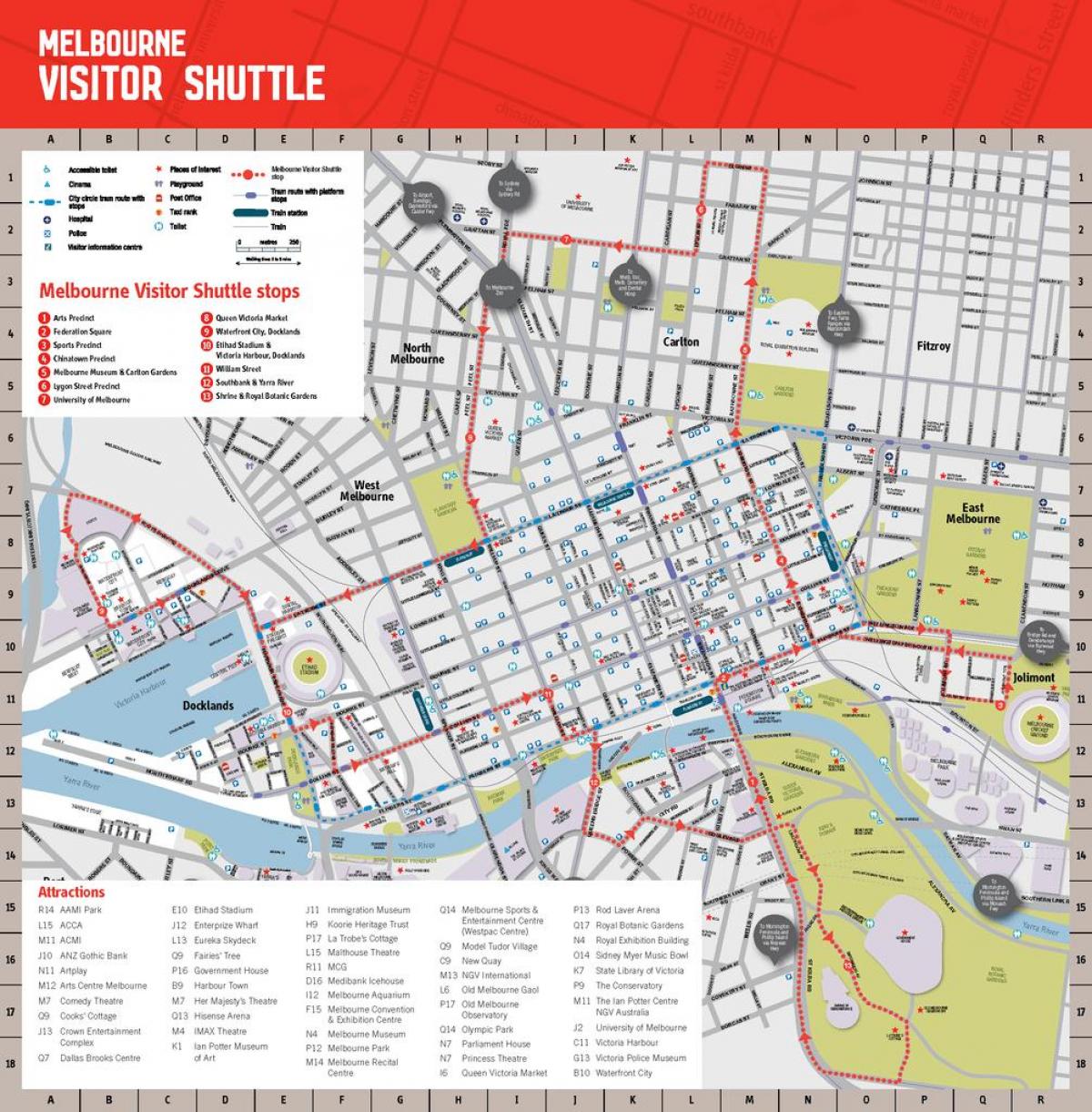 Melbourne atraccions de la ciutat mapa