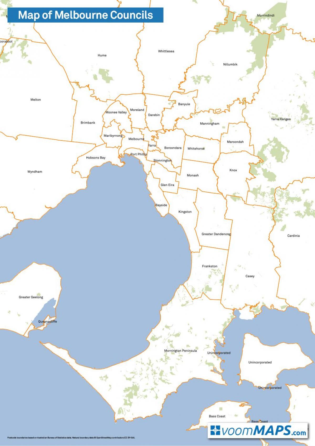 mapa de Melbourne ajuntaments