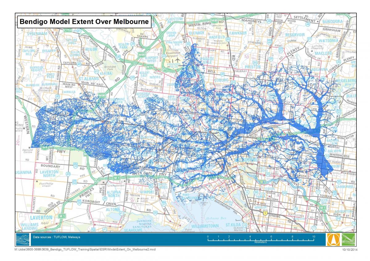 mapa de Melbourne inundació