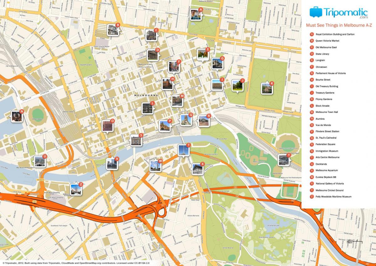Melbourne turisme mapa