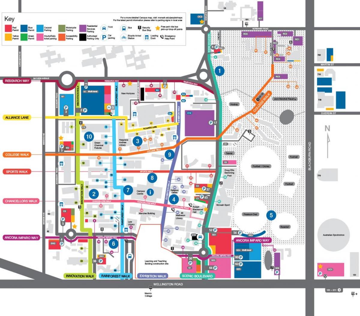mapa de Monash university