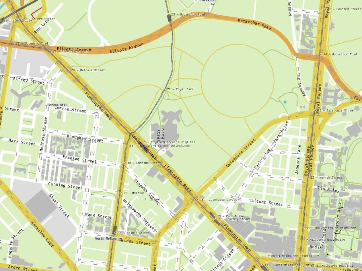 mapa del Reial hospital de nens de Melbourne