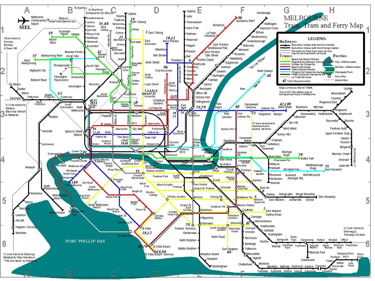 Melbourne autobús mapa