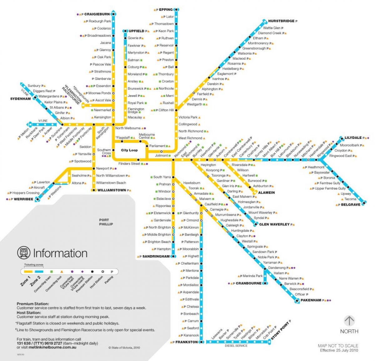 Melbourne tren mapa de la xarxa