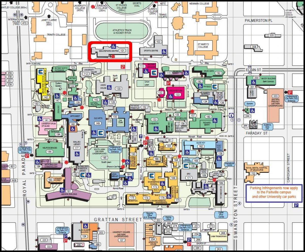 mapa de la universitat de Melbourne