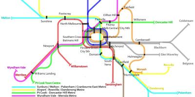 Metro tren mapa de Melbourne