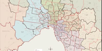 Mapa de Melbourne suburbis de l'est